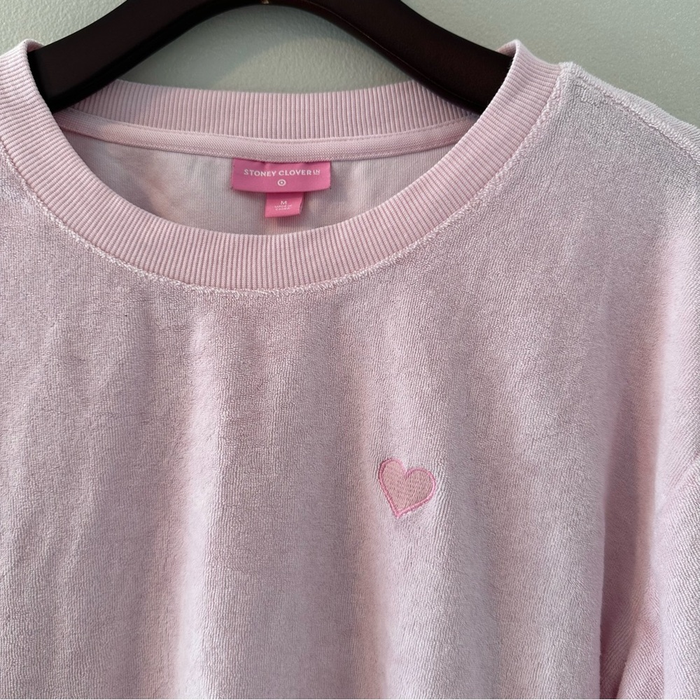 Stoney Clover x Target Pink Terry Cropped Sweatshirt with Heart Size Medium - Picture 3 of 4